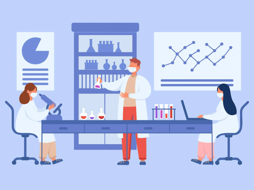 medical research team at laboratory